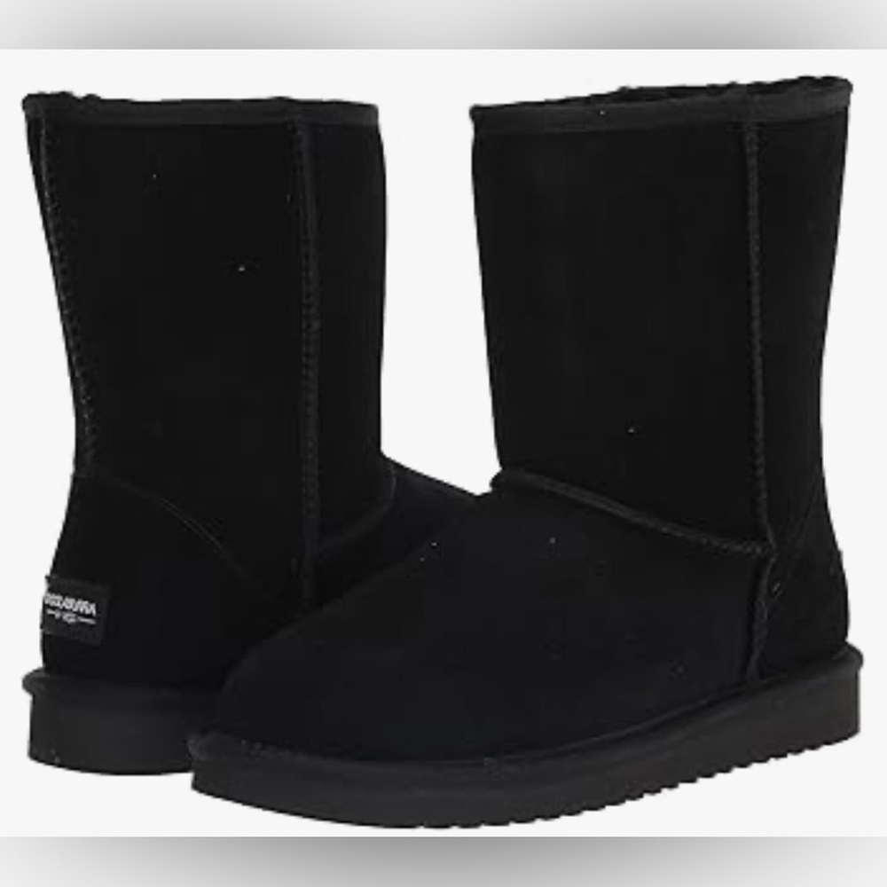 KOOLABURRA by UGG Black Size 7 Chic Sheepskin Faux Cushioned Suede Ankle Boots.